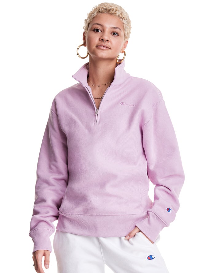 Sudadera Champion Mujer - Oversized Reverse Weave 1/4 Zip Script Logo ( Rosas ) 8326710-SH